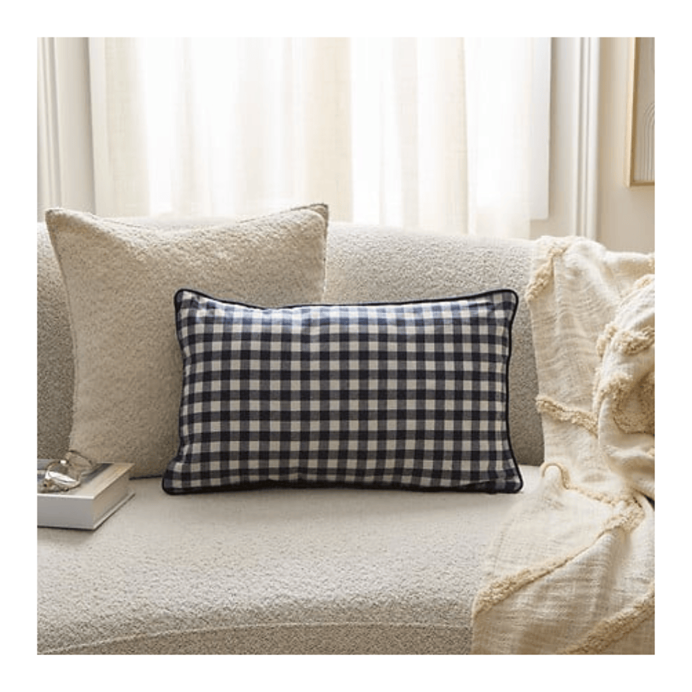 Alpha 55 Coussin Groove vichy bleu décoratif