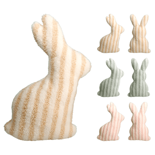 Alpha 55 Coussin lapin peluche rayé – Déco douce