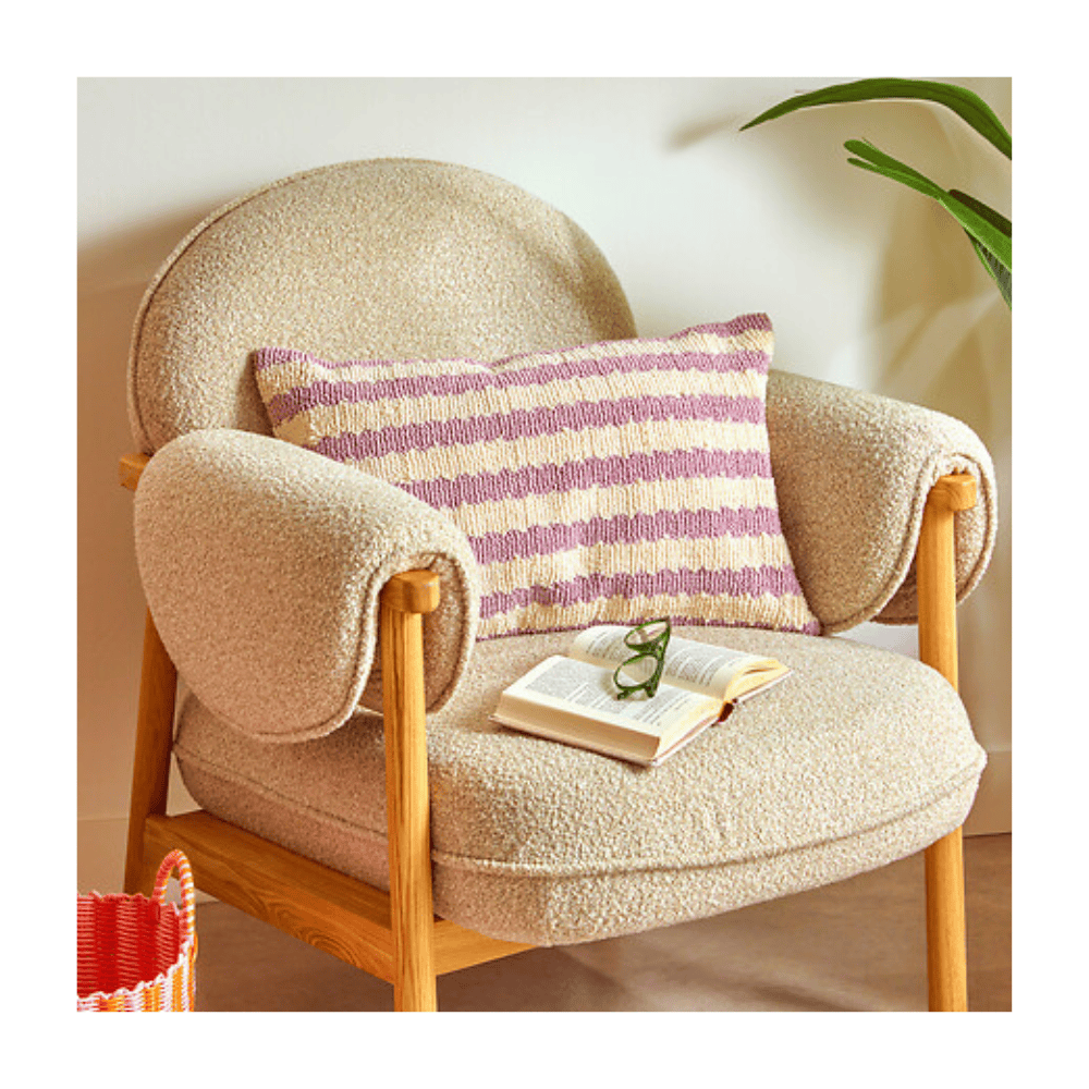 Alpha 55 Coussin Poolside rayé lilas décoratif
