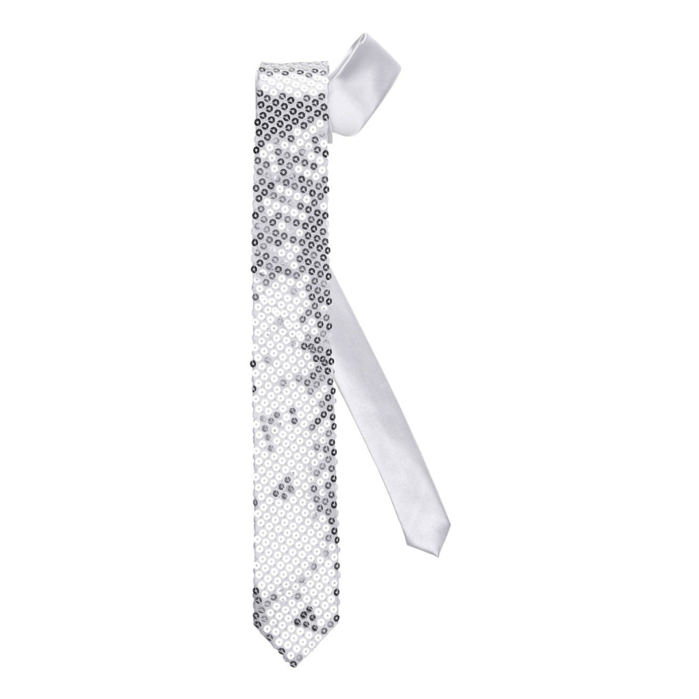 Alpha 55 Cravate à Paillettes Argentées – Accessoire Déguisement