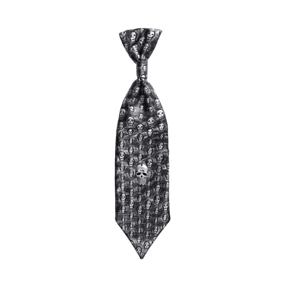 Alpha 55 Cravate Métallisée Motif Crâne – Accessoire Halloween