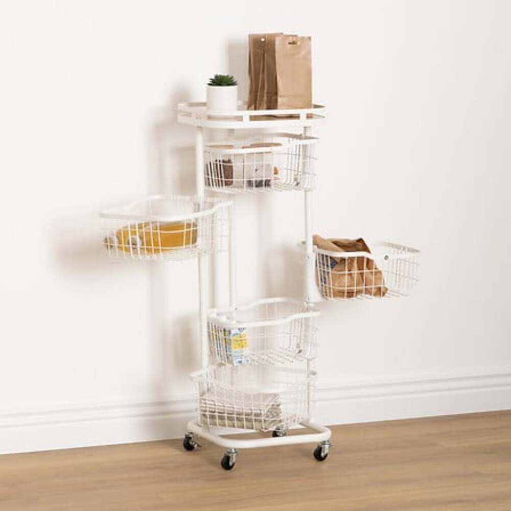 Alpha 55 Desserte Balm 5 paniers MDF et métal blanc