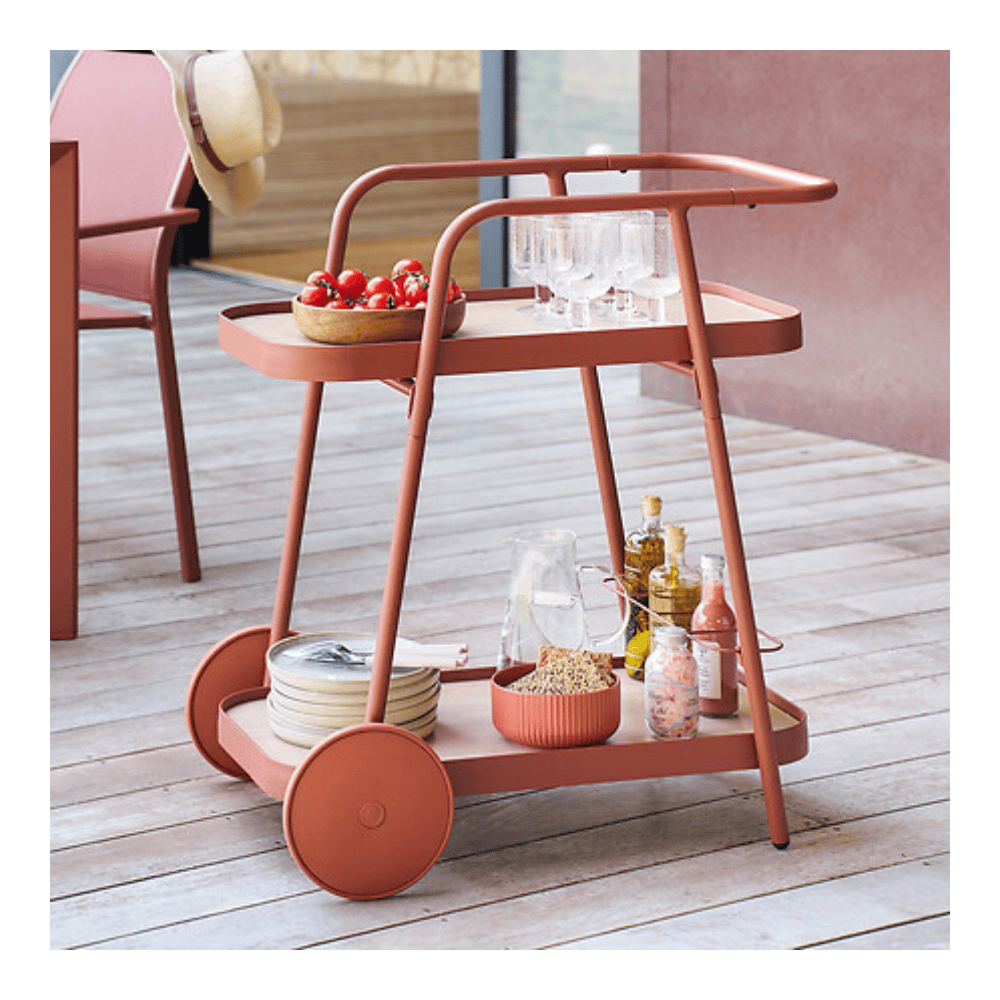 Alpha 55 Desserte Easiness en aluminium acajou avec roues