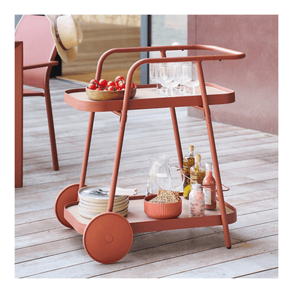 Alpha 55 Desserte Easiness en aluminium acajou avec roues
