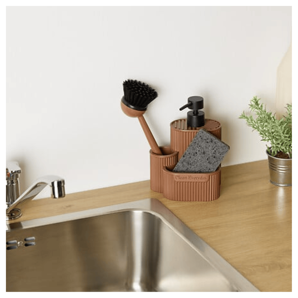 Alpha 55 Distributeur Savon Terra 0,4 L avec Éponge & Brosse