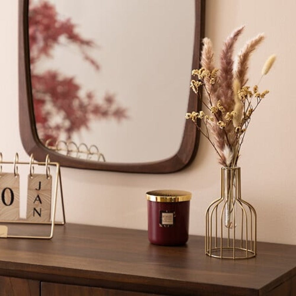 Alpha 55 Doré Composition florale automne avec vase en métal