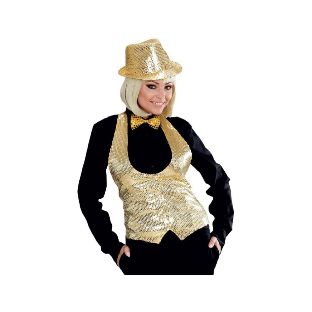 Alpha 55 Doré Gilet à sequins Glamour pour femme