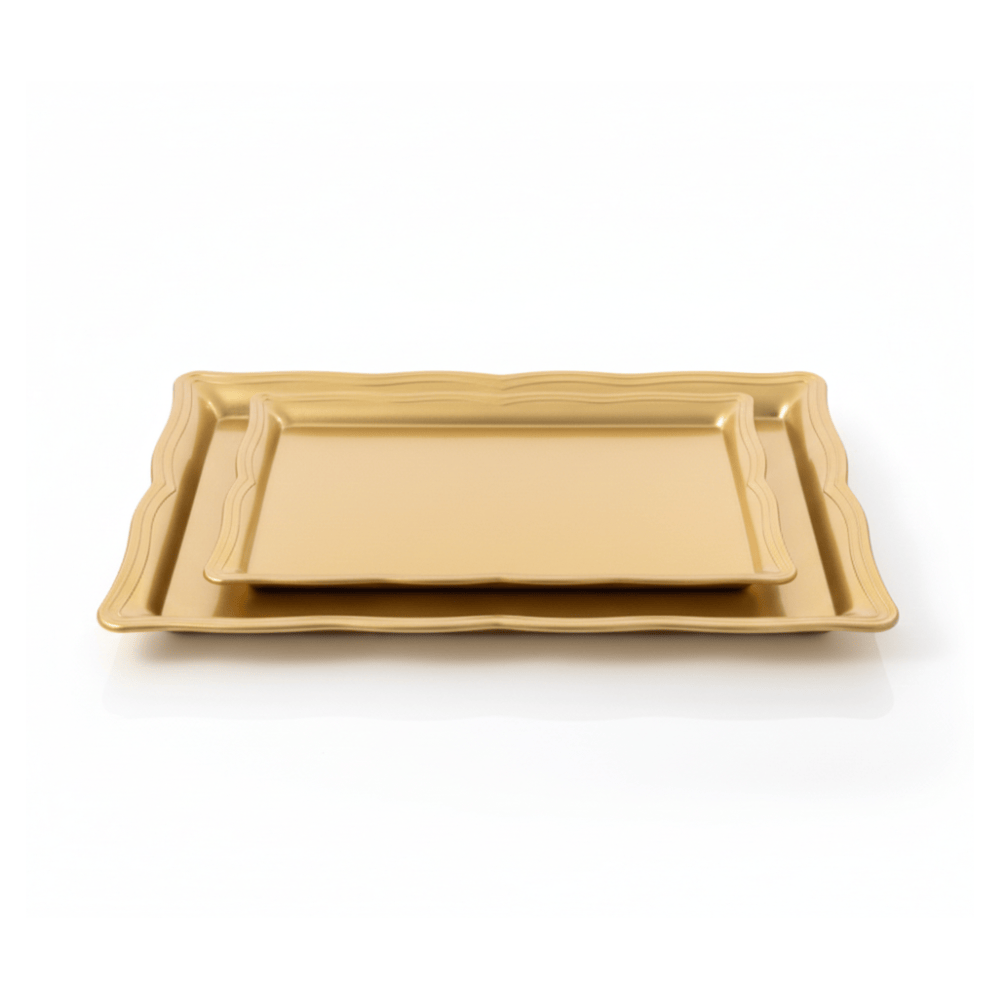 Alpha 55 Doré Set de 2 plateaux unis pratiques
