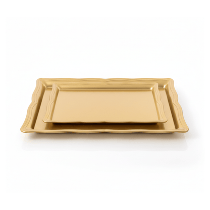 Alpha 55 Doré Set de 2 plateaux unis pratiques