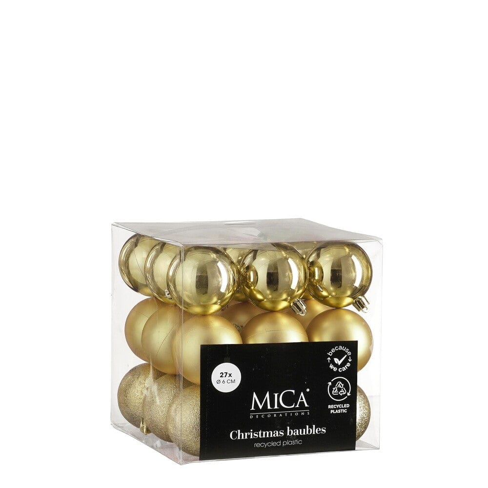 Alpha 55 Doré Set de 27 boules de Noël en plastique – Déco complète