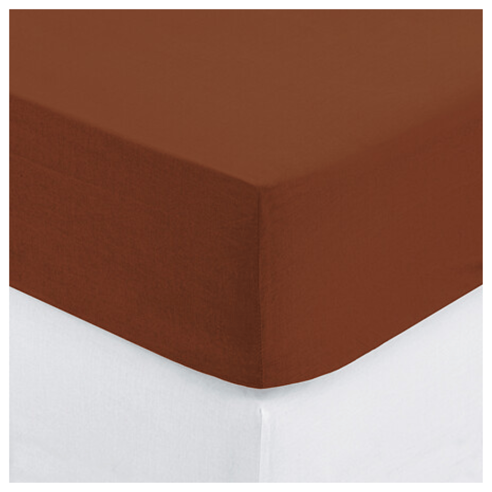 Alpha 55 Drap-Housse 140 x 190 cm en Coton Terracotta