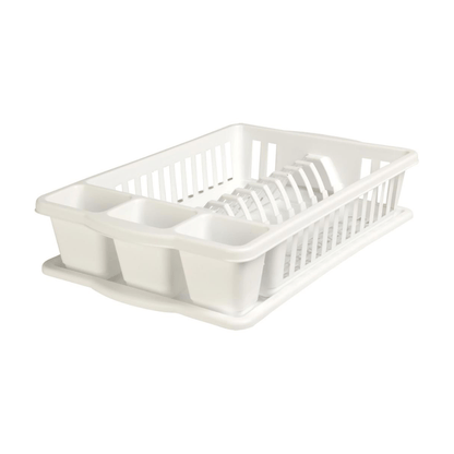 Alpha 55 Égouttoir en plastique avec plateau blanc pratique