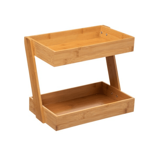 Alpha 55 Étagère 2 niveaux en bambou – Rangement naturel
