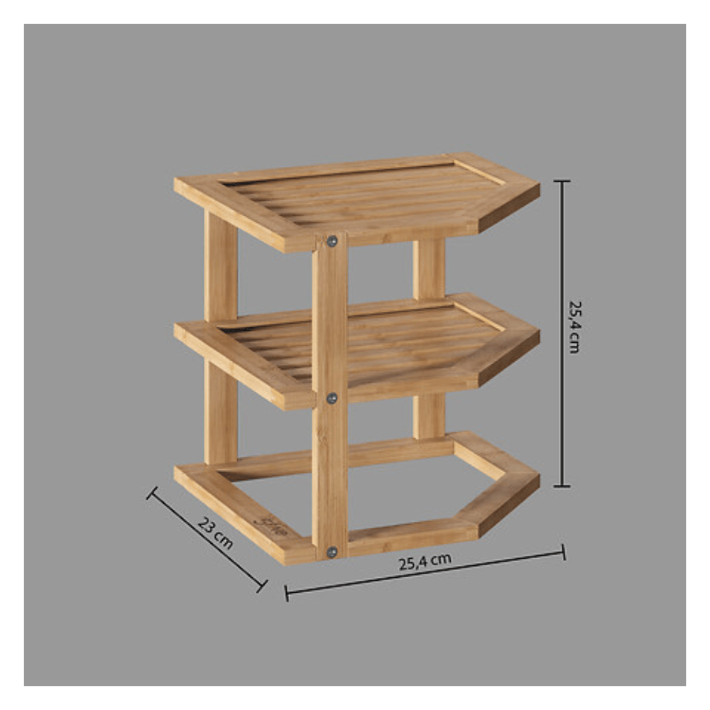 Alpha 55 Étagère d’Angle 2 Niveaux en Bambou – Rangement