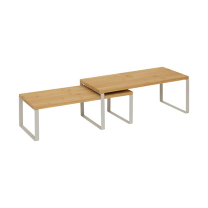 Alpha 55 Étagère Gigogne x2 Métal & Bambou Ordera Argile
