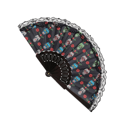Alpha 55 eventail Éventail Tissu Jour des Morts – Accessoire Halloween