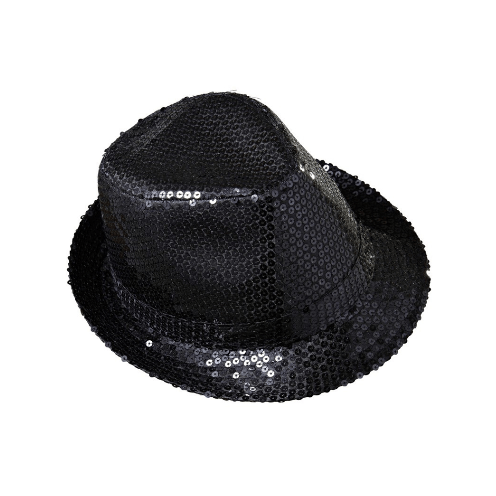 Alpha 55 eventail Noir Chapeau Gangster Adulte à Sequins – Déguisement