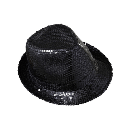 Alpha 55 eventail Noir Chapeau Gangster Adulte à Sequins – Déguisement