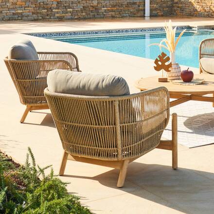 Alpha 55 Fauteuil de jardin en bois d'acacia Deona 86,4 × 62,5 × 80,4 cm