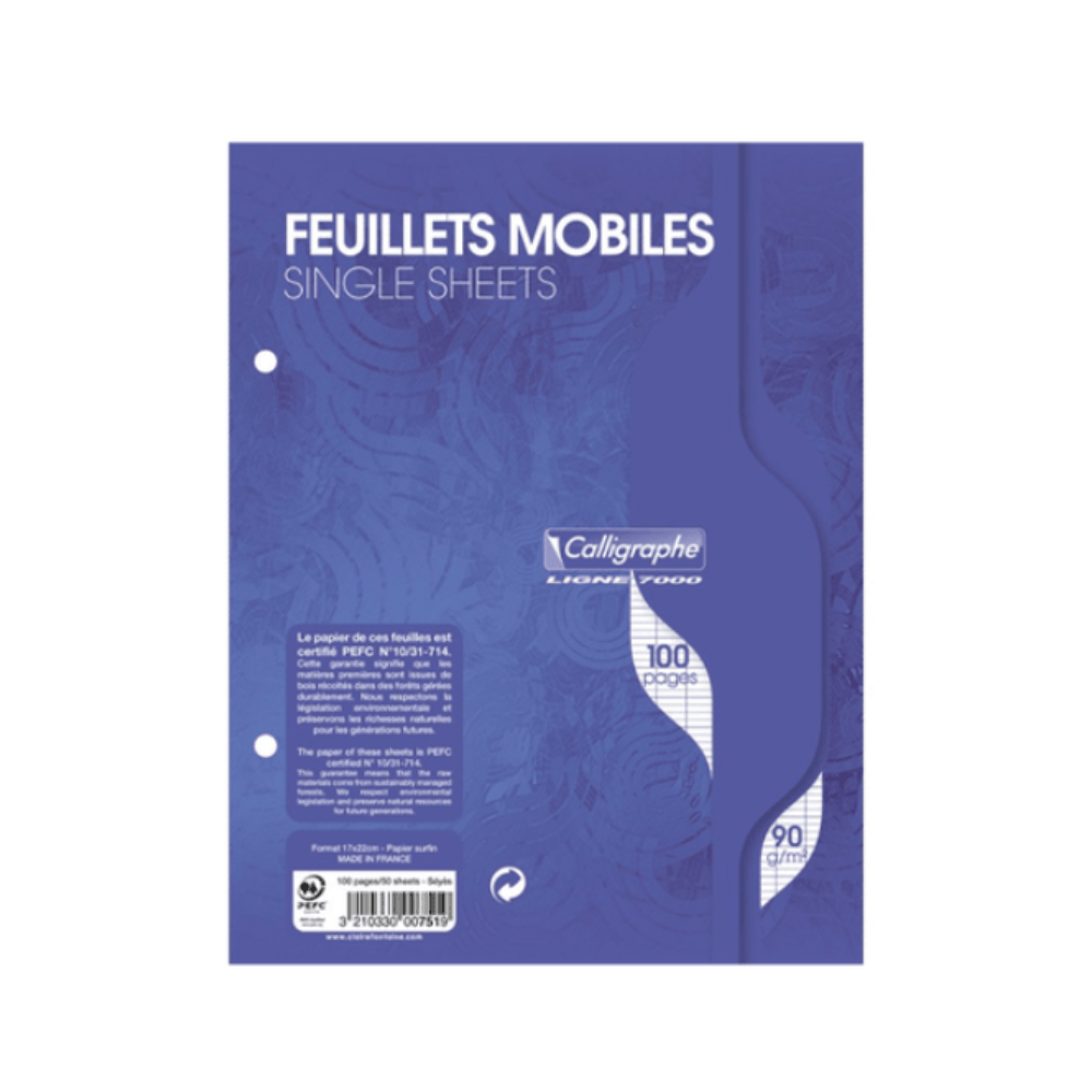 Feuillets Mobiles Calligraphe 7000 17x22 100 Pages — Alpha 55 Maroc