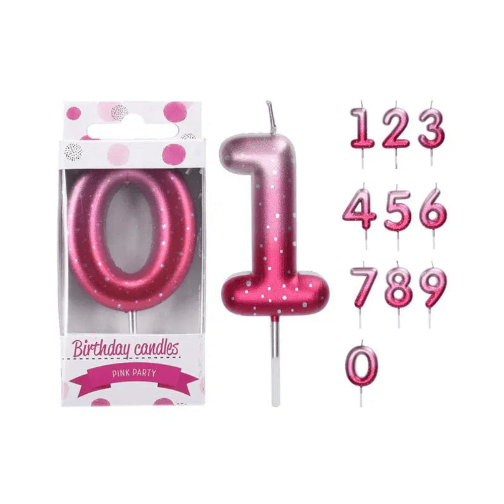 Alpha 55 Fuschia Bougie d’Anniversaire Chiffre Dégradé Métallisé de 0 à 9