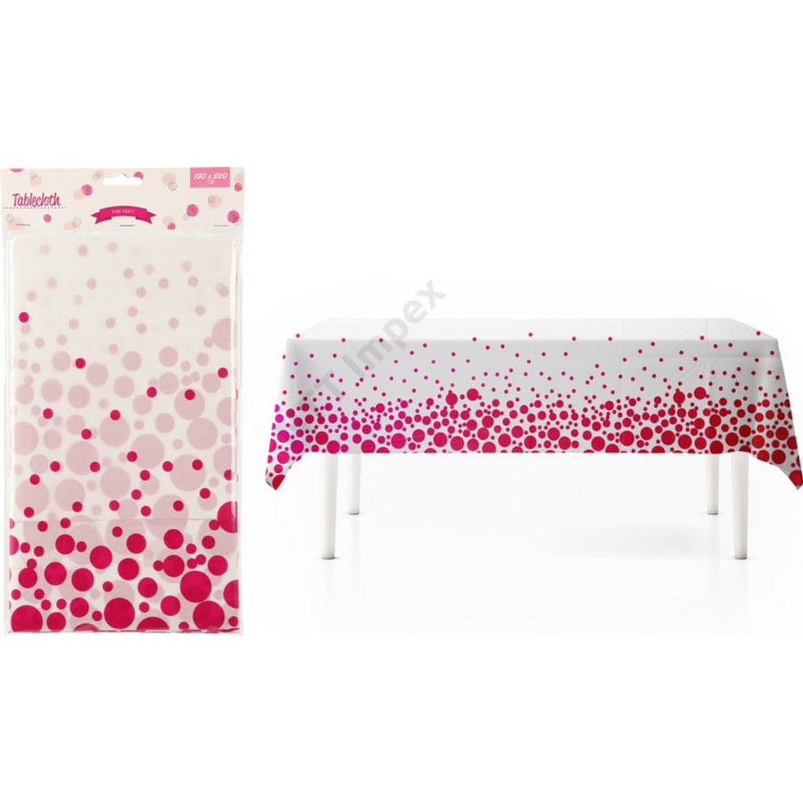 Alpha 55 Fuschia Nappe blanche 130 x 220 cm à pois