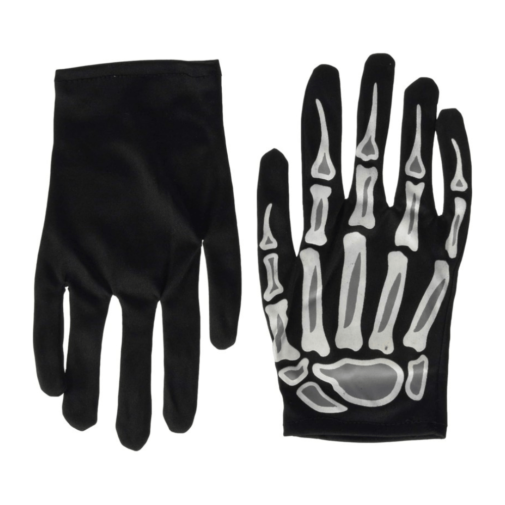 Alpha 55 gant Noir Gants Courts Squelette GID Adulte – Déguisement Halloween