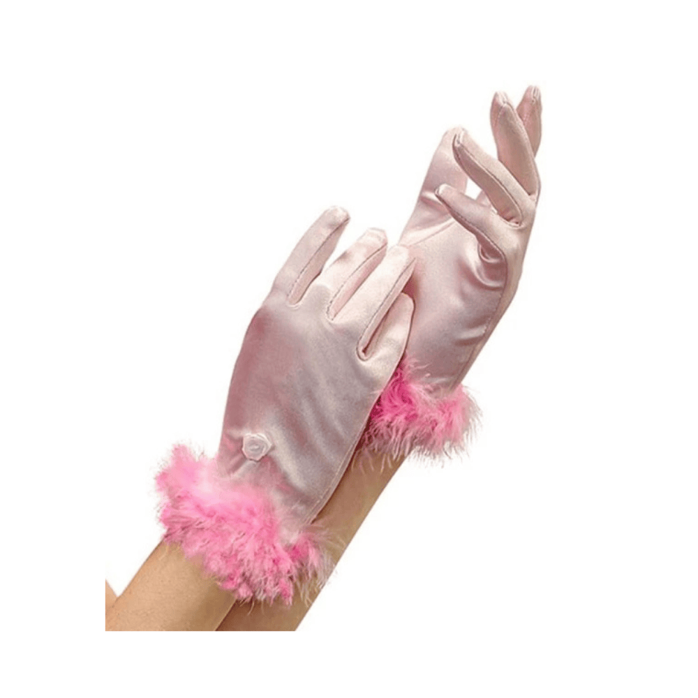 Alpha 55 Gants Enfant Courts Satin Boa Rose Accessoire