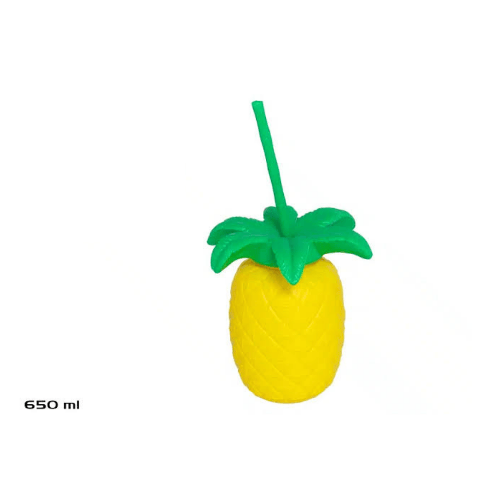 Alpha 55 Gobelet avec Paille Ananas 650 ml en Plastique