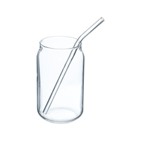 Gobelet cannette 52cl en verre transparent avec paille