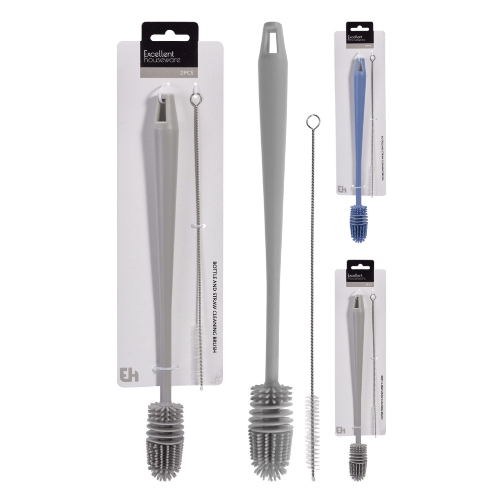 Alpha 55 Goupillon Bouteille avec Brosse Paille 33 cm Gris