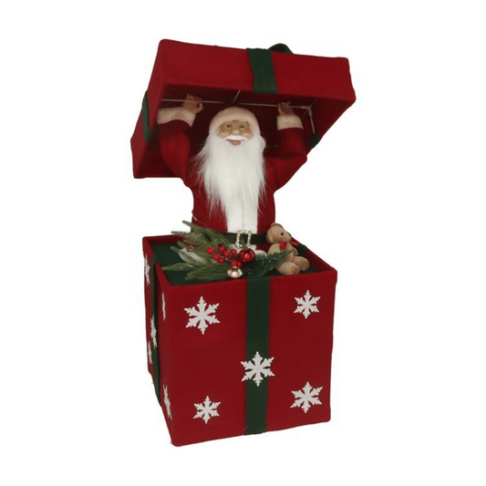 Alpha 55 Grand Père Noël sortant d’un cadeau 20 LED – Décor pliable
