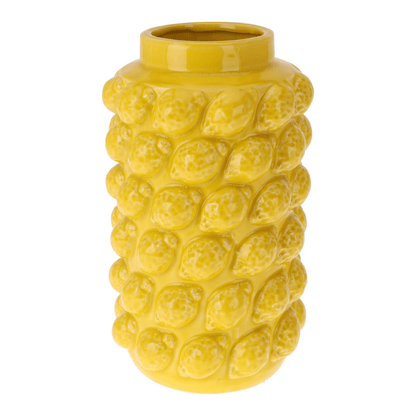 Alpha 55 Grand Vase céramique citron relief jaune décoratif