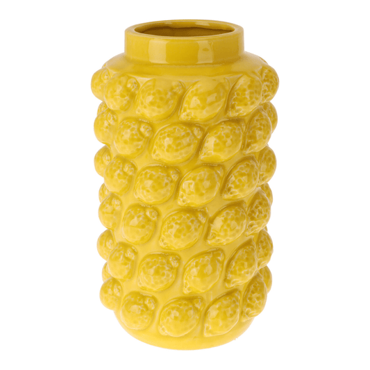 Alpha 55 Grand Vase céramique citron relief jaune décoratif