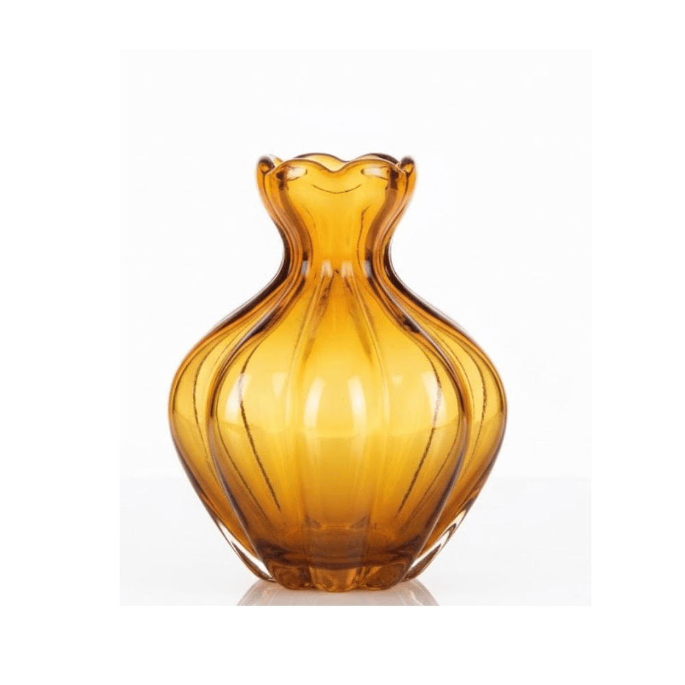 Alpha 55 Grand Vase Citrouille en Verre Ambre – Chic & Décoratif