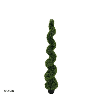 Alpha 55 Grande Topiaire spirale buis en pot plastique vert déco
