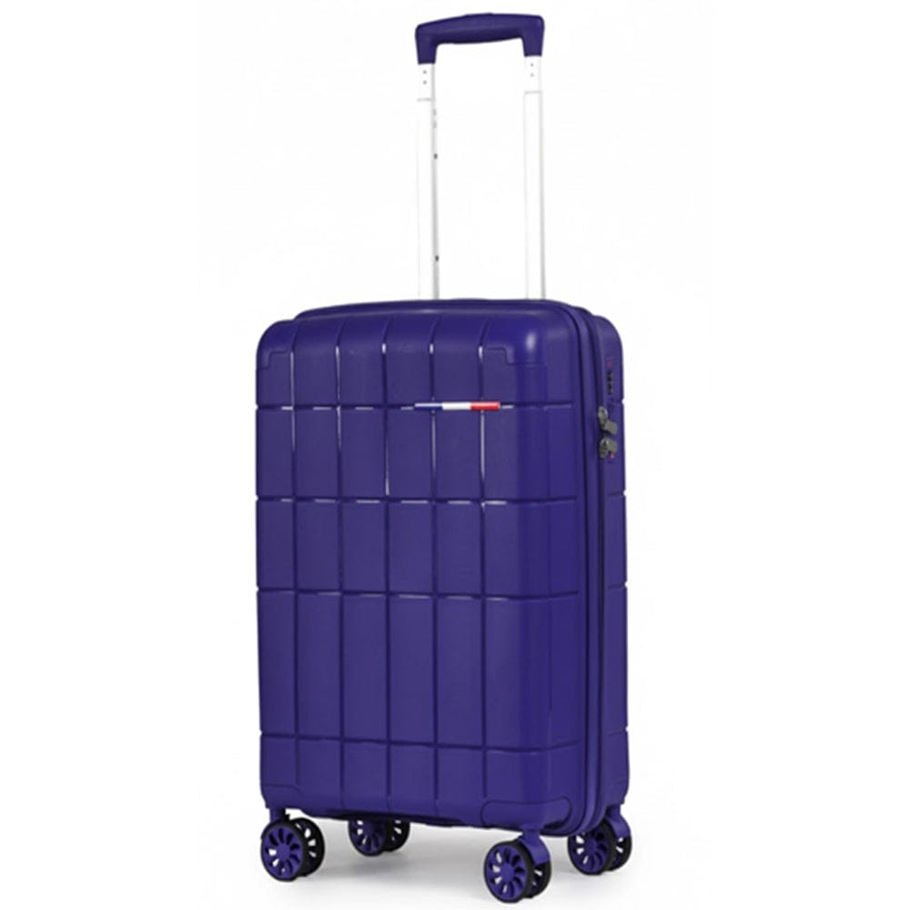 Alpha 55 Grande Trolley 8 Roues Coque Quadrillée Bleu – Style & Confort