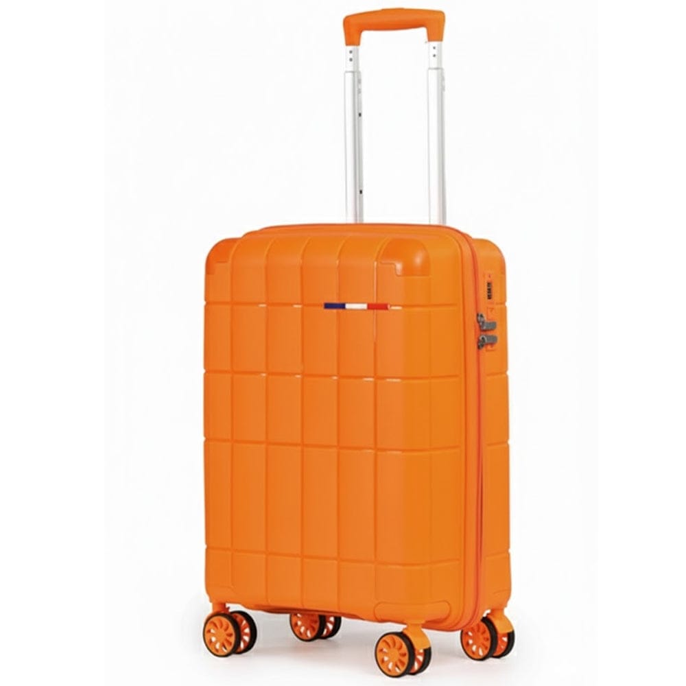 Alpha 55 Grande Trolley 8 Roues Coque Quadrillée Orange – Design & Robustesse