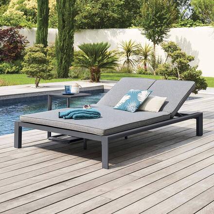 Alpha 55 Gris Graphite Lit de piscine double en tissu gris graphite Évasion 130 × 200 × 89 cm