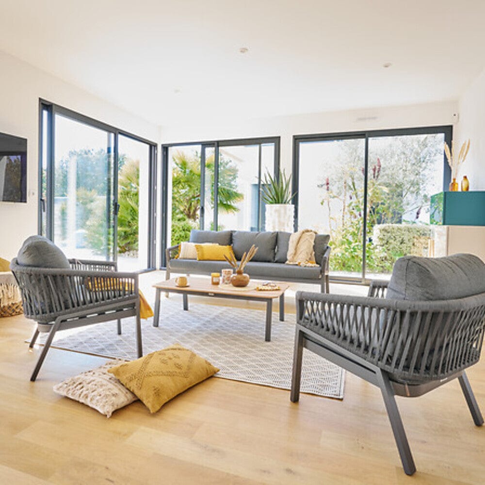 Alpha 55 Gris Graphite Salon de jardin 5 places "Oriengo"