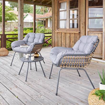 Alpha 55 Gris Graphite Salon de jardin duo Paopao gris graphite – 2 fauteuils et table basse