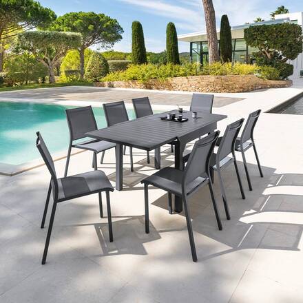 Alpha 55 Gris Graphite Table de jardin extensible en aluminium Piazza gris graphite 90 × 90 cm