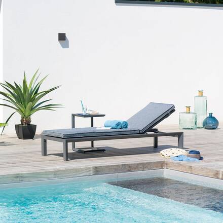 Alpha 55 Gris Lit de piscine simple "Évasion" en aluminium