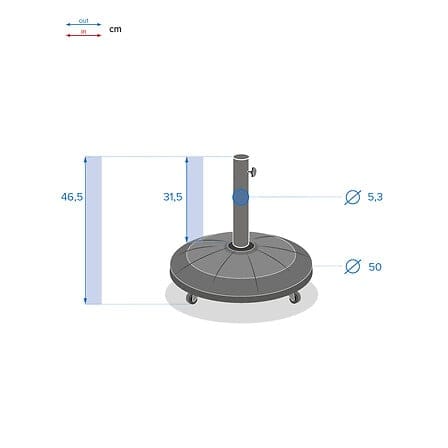 Alpha 55 Gris Parasol droit Kolymo Ø28 cm Gris