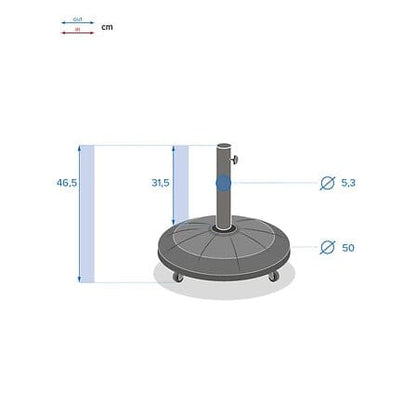 Alpha 55 Gris Parasol droit Kolymo Ø28 cm Gris