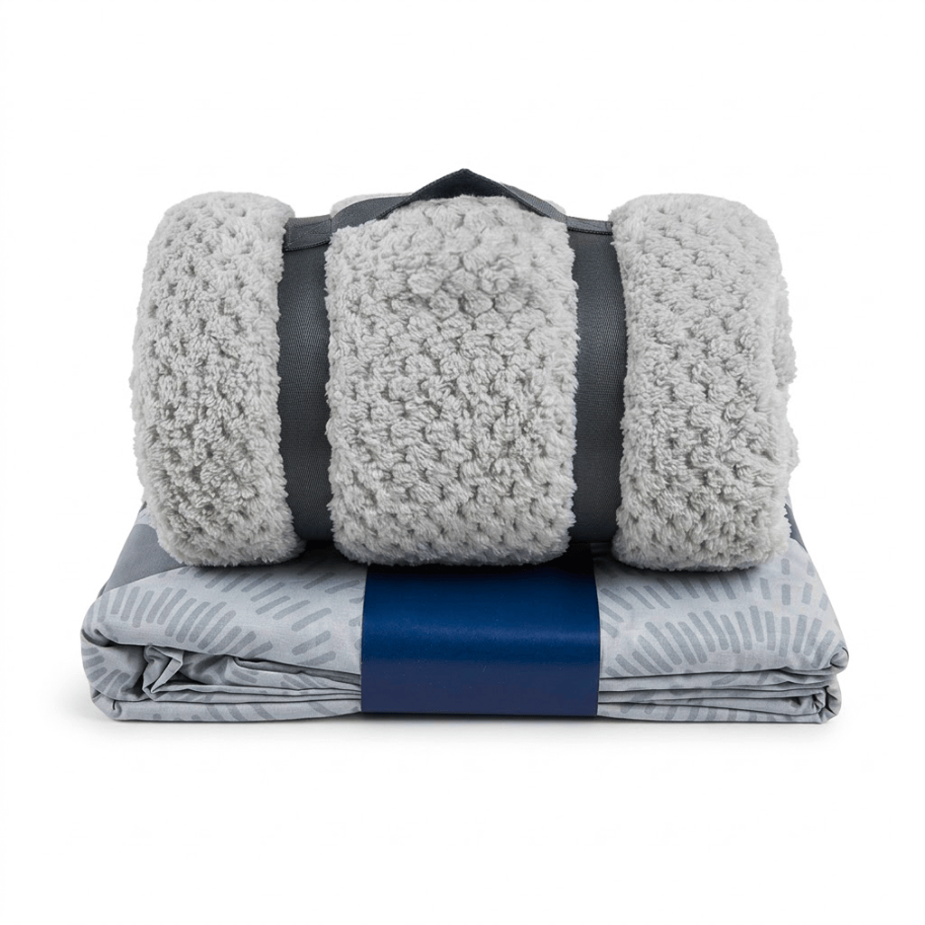 Alpha 55 Gris Parure housse de couette et plaid élégant