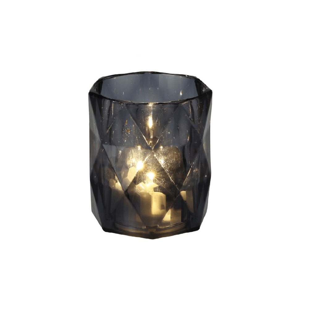 Alpha 55 Gris Photophore diamant avec mini LED