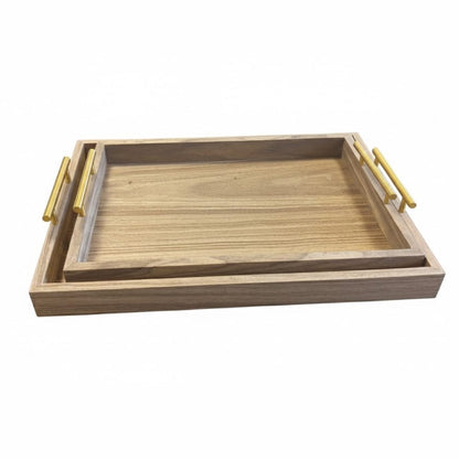 Alpha 55 Gris Set de 2 Plateaux en Bois – Naturel & Élégant
