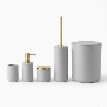 Alpha 55 Gris Set de 6 accessoires avec 3 tapis de salle de bain