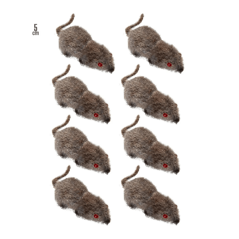 Alpha 55 Gris Set de 8 Souris Floquées 5 cm – Déco Halloween